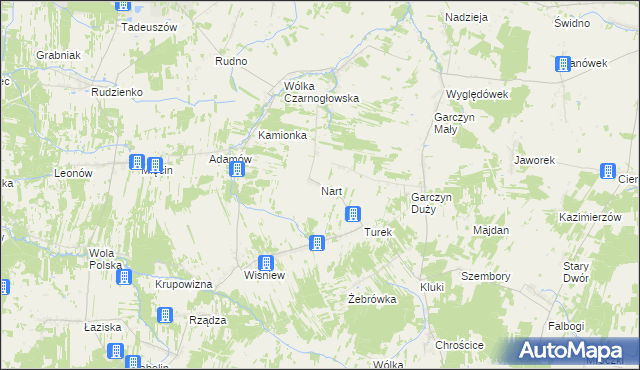 mapa Nart gmina Jakubów, Nart gmina Jakubów na mapie Targeo