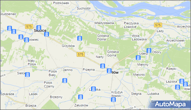 mapa Narty gmina Iłów, Narty gmina Iłów na mapie Targeo