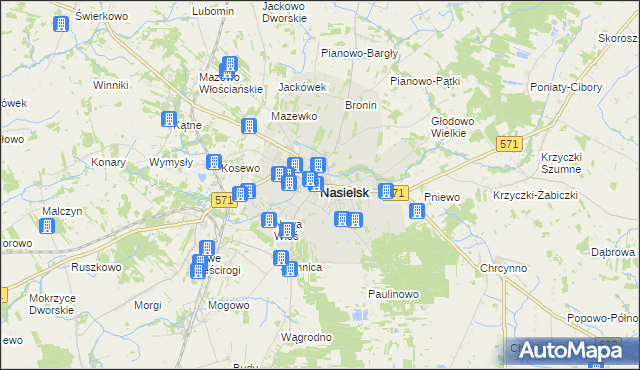 mapa Nasielsk, Nasielsk na mapie Targeo