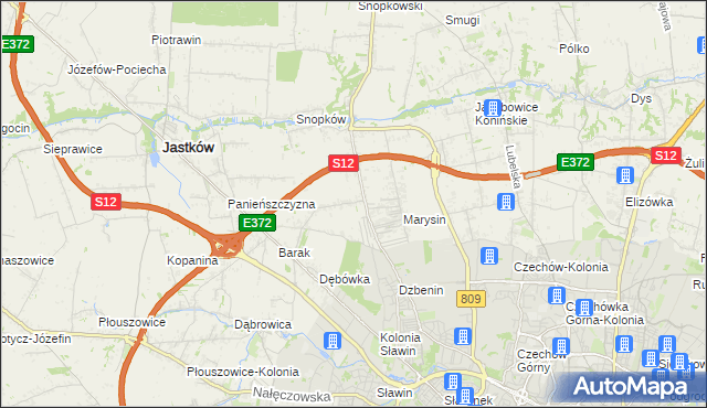 mapa Natalin gmina Jastków, Natalin gmina Jastków na mapie Targeo