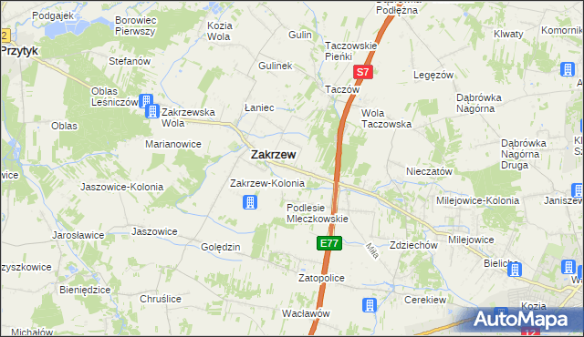 mapa Natalin gmina Zakrzew, Natalin gmina Zakrzew na mapie Targeo