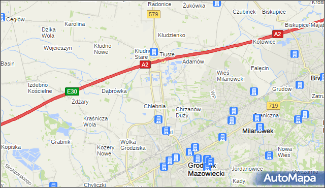 mapa Natolin gmina Grodzisk Mazowiecki, Natolin gmina Grodzisk Mazowiecki na mapie Targeo