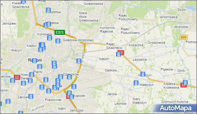 mapa Natolin gmina Jedlnia-Letnisko, Natolin gmina Jedlnia-Letnisko na mapie Targeo