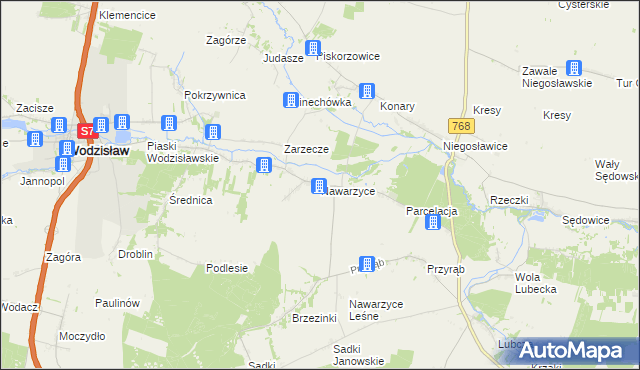 mapa Nawarzyce, Nawarzyce na mapie Targeo