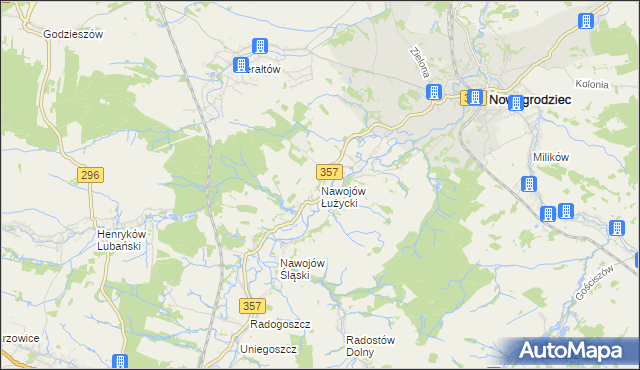 mapa Nawojów Łużycki, Nawojów Łużycki na mapie Targeo