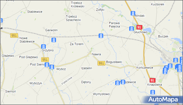 mapa Nawra gmina Chełmża, Nawra gmina Chełmża na mapie Targeo