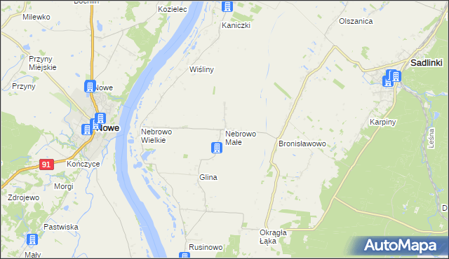 mapa Nebrowo Małe, Nebrowo Małe na mapie Targeo