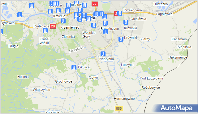 mapa Nehrybka, Nehrybka na mapie Targeo