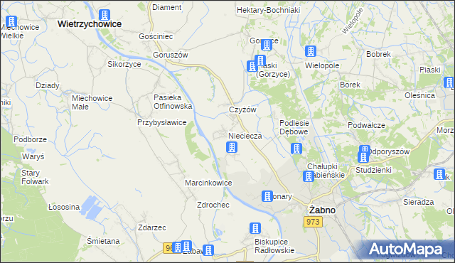 mapa Nieciecza, Nieciecza na mapie Targeo