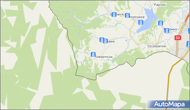 mapa Niedamirów, Niedamirów na mapie Targeo