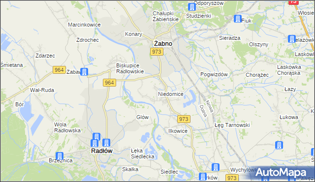 mapa Niedomice, Niedomice na mapie Targeo