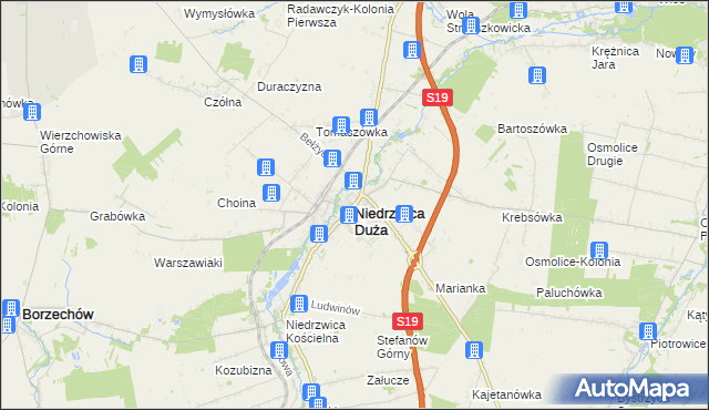 mapa Niedrzwica Duża, Niedrzwica Duża na mapie Targeo