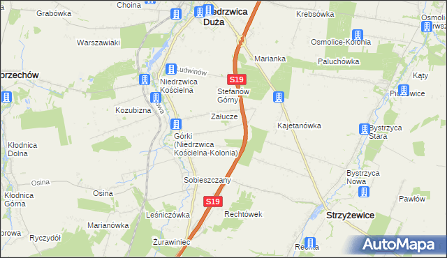 mapa Niedrzwica Kościelna-Kolonia, Niedrzwica Kościelna-Kolonia na mapie Targeo