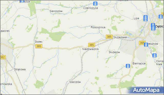 mapa Niedźwiednik gmina Ziębice, Niedźwiednik gmina Ziębice na mapie Targeo