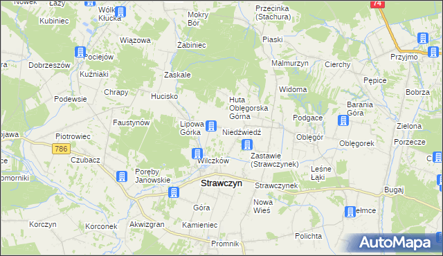 mapa Niedźwiedź gmina Strawczyn, Niedźwiedź gmina Strawczyn na mapie Targeo