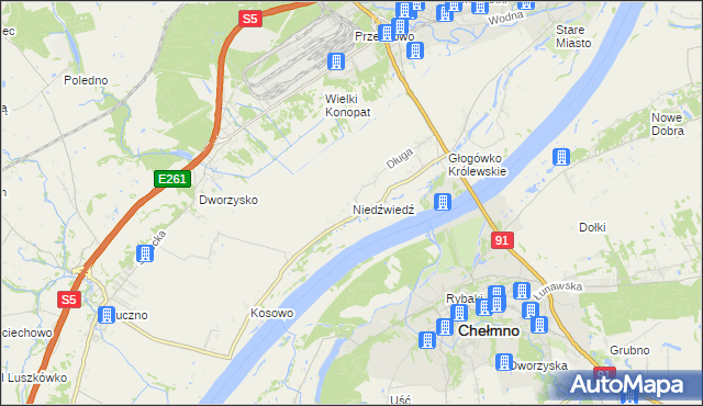 mapa Niedźwiedź gmina Świecie, Niedźwiedź gmina Świecie na mapie Targeo