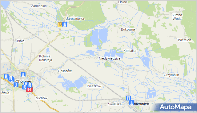 mapa Niedźwiedzice, Niedźwiedzice na mapie Targeo