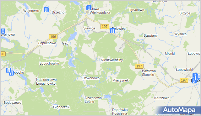 mapa Niedźwiedziny, Niedźwiedziny na mapie Targeo