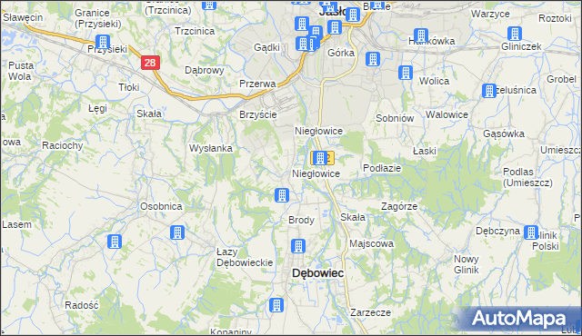 mapa Niegłowice, Niegłowice na mapie Targeo