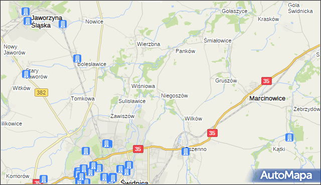 mapa Niegoszów, Niegoszów na mapie Targeo