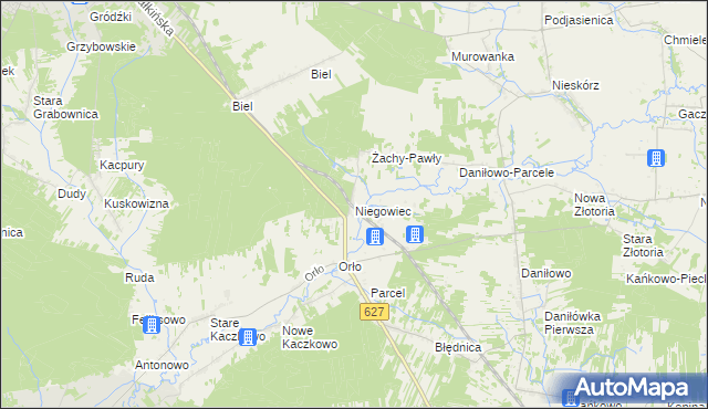 mapa Niegowiec, Niegowiec na mapie Targeo