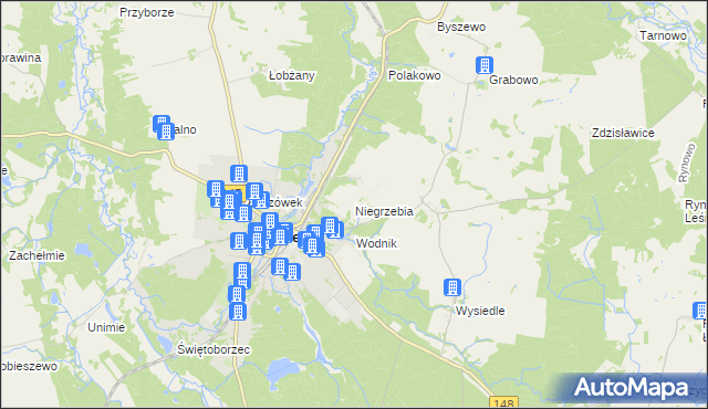 mapa Niegrzebia, Niegrzebia na mapie Targeo