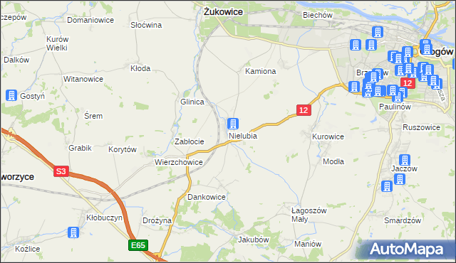mapa Nielubia, Nielubia na mapie Targeo