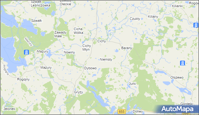 mapa Niemsty, Niemsty na mapie Targeo