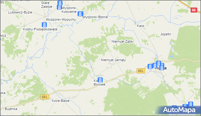 mapa Niemyje-Jarnąty, Niemyje-Jarnąty na mapie Targeo