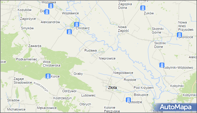 mapa Nieprowice, Nieprowice na mapie Targeo