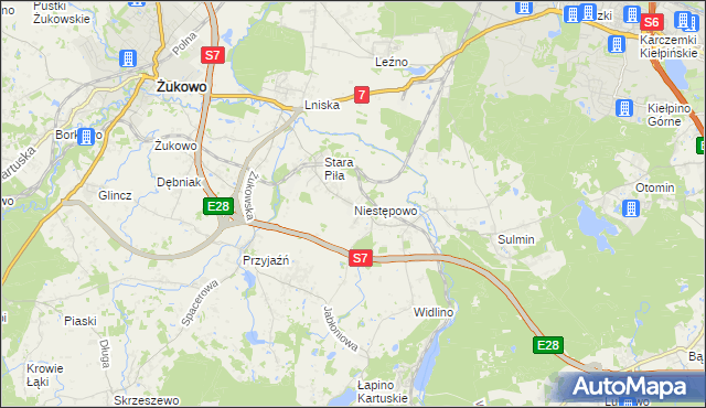 mapa Niestępowo, Niestępowo na mapie Targeo