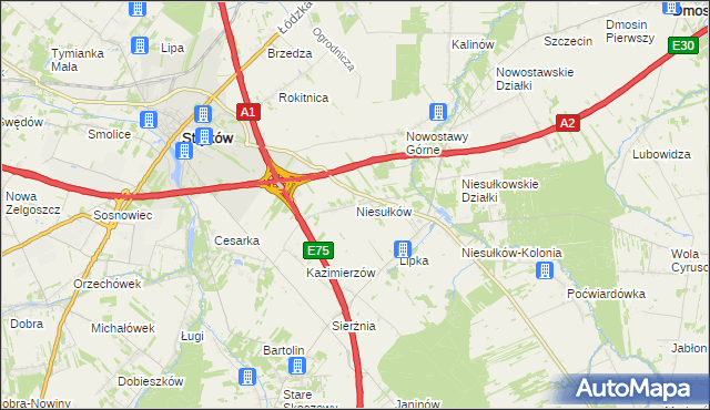 mapa Niesułków, Niesułków na mapie Targeo