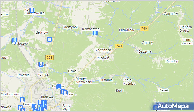 mapa Nieświń, Nieświń na mapie Targeo