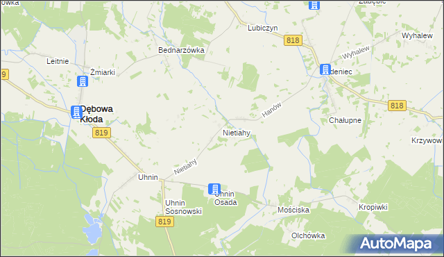 mapa Nietiahy, Nietiahy na mapie Targeo