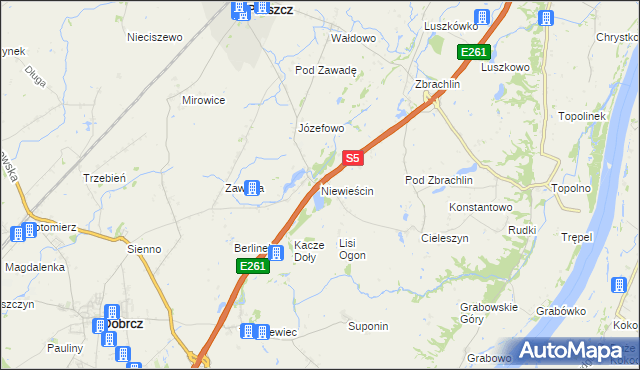 mapa Niewieścin, Niewieścin na mapie Targeo