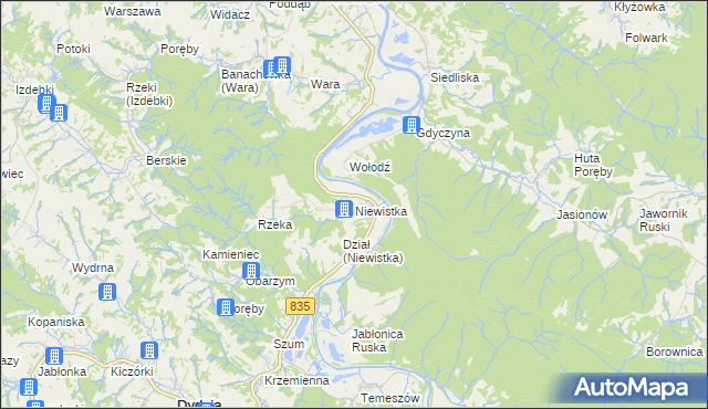 mapa Niewistka, Niewistka na mapie Targeo