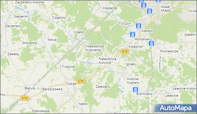 mapa Niewodnica Korycka, Niewodnica Korycka na mapie Targeo