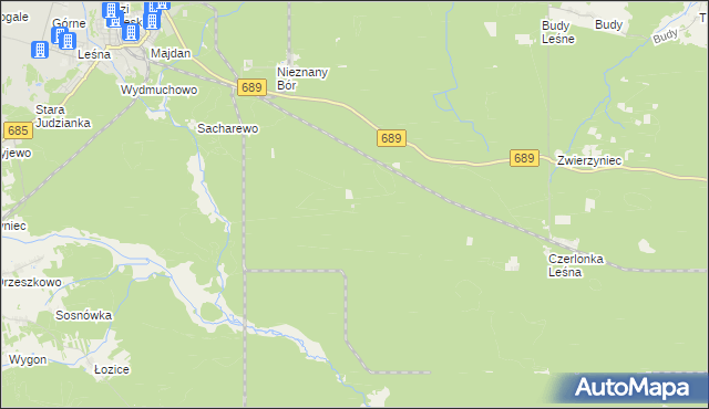 mapa Nieznany Bór, Nieznany Bór na mapie Targeo