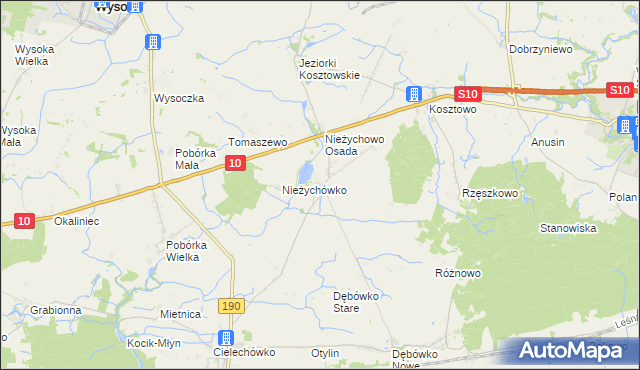 mapa Nieżychowo, Nieżychowo na mapie Targeo