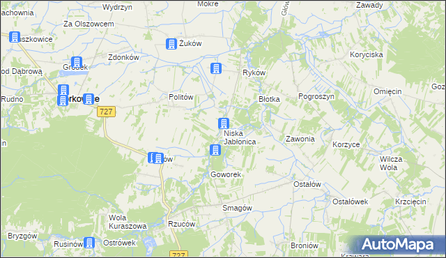 mapa Niska Jabłonica, Niska Jabłonica na mapie Targeo