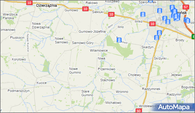 mapa Niwa gmina Dzierzążnia, Niwa gmina Dzierzążnia na mapie Targeo