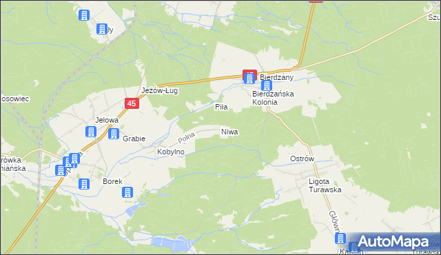 mapa Niwa gmina Łubniany, Niwa gmina Łubniany na mapie Targeo