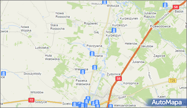 mapa Niwna, Niwna na mapie Targeo