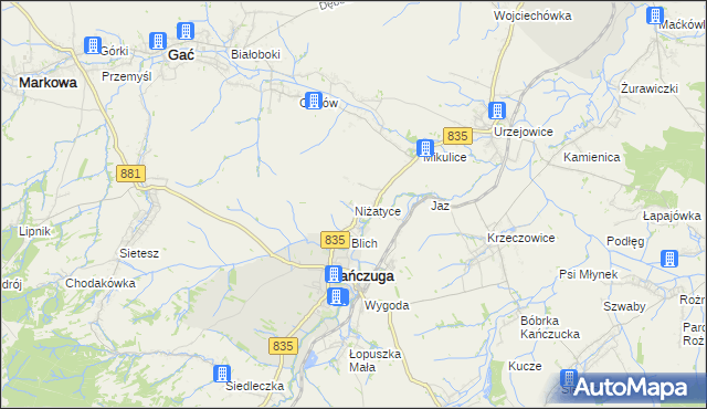mapa Niżatyce, Niżatyce na mapie Targeo