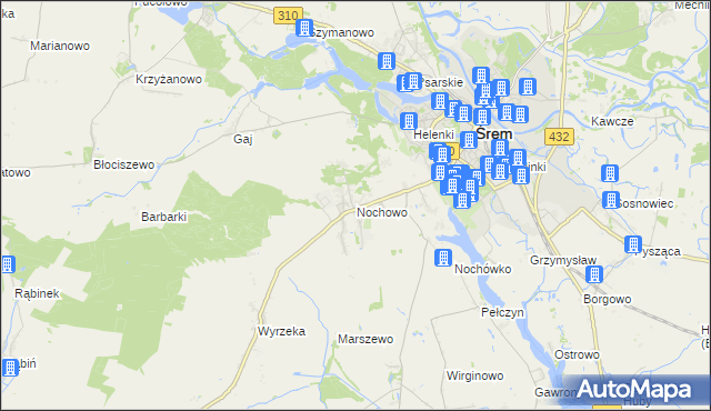 mapa Nochowo, Nochowo na mapie Targeo
