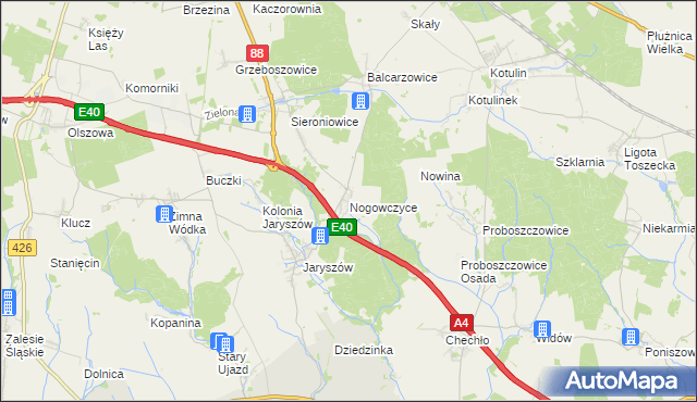 mapa Nogowczyce, Nogowczyce na mapie Targeo