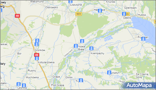 mapa Nowa Biała gmina Nowy Targ, Nowa Biała gmina Nowy Targ na mapie Targeo