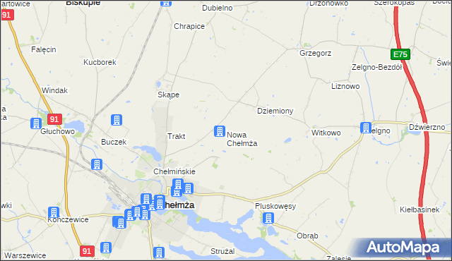 mapa Nowa Chełmża, Nowa Chełmża na mapie Targeo