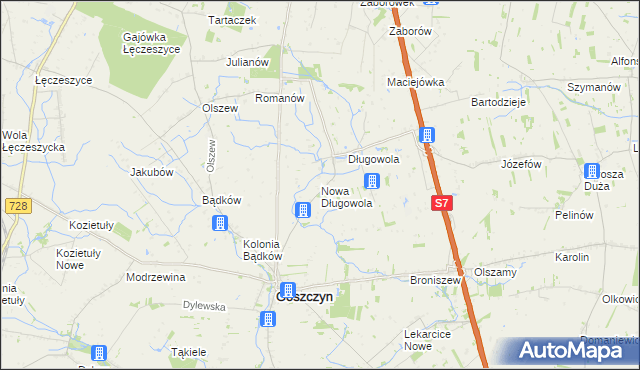 mapa Nowa Długowola, Nowa Długowola na mapie Targeo