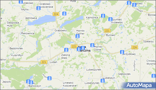 mapa Nowa Karczma powiat kościerski, Nowa Karczma powiat kościerski na mapie Targeo